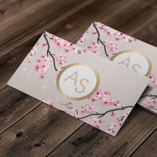 モノグラムヴィンテージさくらんぼブロッサムヘアメイクアップサロン 名刺