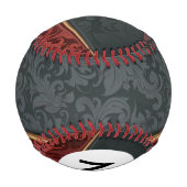 モノグラムヴィンテージオーナメント赤と黒 野球ボール (裏面)