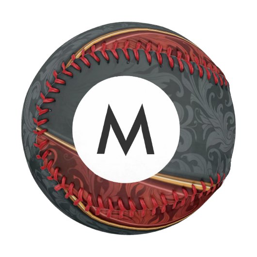モノグラムヴィンテージオーナメント赤と黒 野球ボール (正面左)