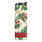 モノグラムヴィンテージクリスマスホリー&ベリーパターン タンブラー (回転左)