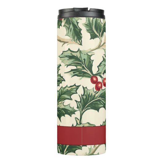 モノグラムヴィンテージクリスマスホリー&ベリーパターン タンブラー (裏面)