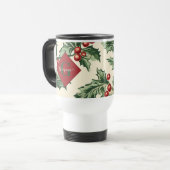 モノグラムヴィンテージクリスマスホリー&ベリーパターン トラベルマグ (正面左)