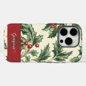 モノグラムヴィンテージクリスマスホリー&ベリーパターン Case-Mate iPhoneケース (裏面 (横))