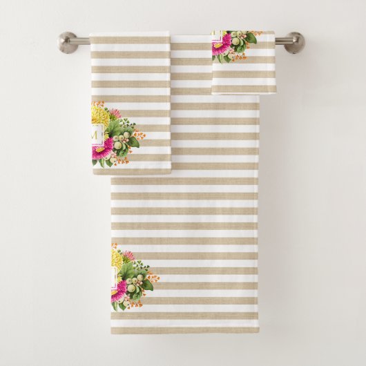 モノグラムヴィンテージスターズホットピンクベージュタオルセット バスタオルセット (インサイチュ)