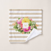 モノグラムヴィンテージスターズホットピンクベージュタオルセット バスタオルセット (ウォッシュタオル)