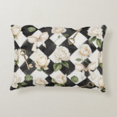 モノグラムヴィンテージバラ花白黒ダイヤモンド アクセントクッション (裏面)