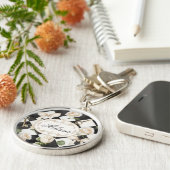 モノグラムヴィンテージバラ花白黒ダイヤモンド キーホルダー (側面)