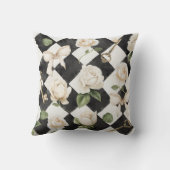 モノグラムヴィンテージバラ花白黒ダイヤモンド クッション (裏面)