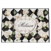 モノグラムヴィンテージバラ花白黒ダイヤモンド ラージペーパーバッグ (正面)