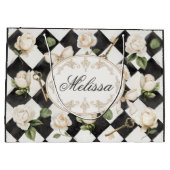 モノグラムヴィンテージバラ花白黒ダイヤモンド ラージペーパーバッグ (裏面)