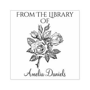 モノグラムヴィンテージバラ蔵書票 ラバースタンプ
