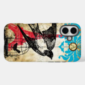 モノグラムヴィンテージバードエイフィエルタワースチームパンク Case-Mate iPhoneケース (裏面 (横))