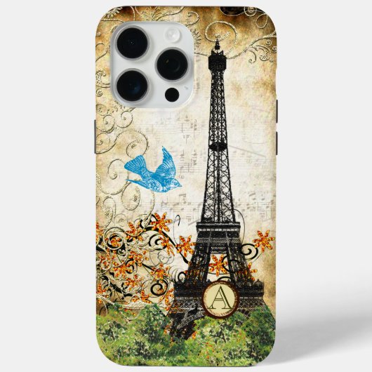 モノグラムヴィンテージバードエッフェルタワー Case-Mate iPhoneケース (裏面)