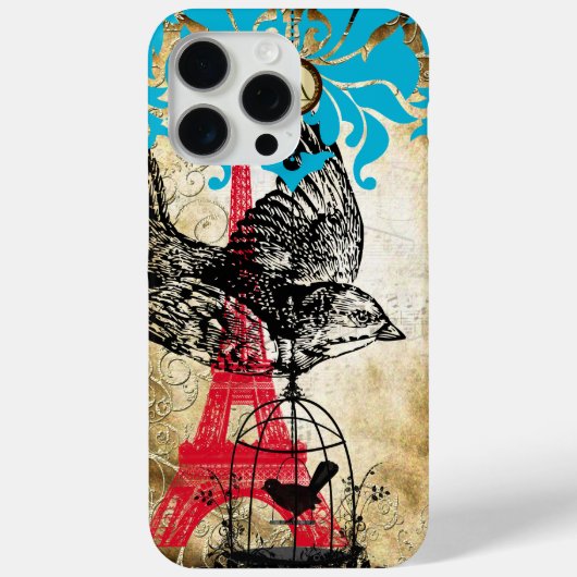 モノグラムヴィンテージバードエフェフィールタワーダマスクiPhone Case-Mate iPhoneケース (裏面)