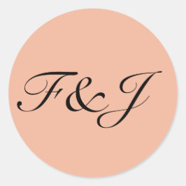 モノグラムヴィンテージパステル結婚ピーチ ラウンドシール