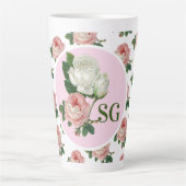 モノグラムヴィンテージピンクローズフローラアシック カフェラテマグ (正面)