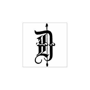 モノグラムヴィンテージファンシーの古い英文字D ラバースタンプ