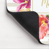 モノグラムヴィンテージフラワーズピンクパステルシックマウスパッド マウスパッド (コーナー)