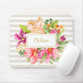 モノグラムヴィンテージフラワーズピンクパステルシックマウスパッド マウスパッド (マウス)