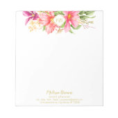 モノグラムヴィンテージフラワーズピンクパステルスモールメモ帳 ノートパッド (正面)