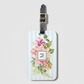 モノグラムヴィンテージフラワーズピンクパステルラゲージタグ ラゲッジタグ (正面縦)