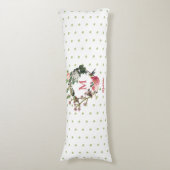 モノグラムヴィンテージフローラと鳥リース水玉模様 ボディピロー (正面縦)