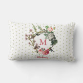 モノグラムヴィンテージフローラと鳥リース水玉模様 ランバークッション (裏面)