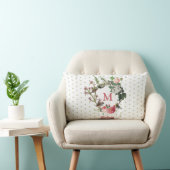 モノグラムヴィンテージフローラと鳥リース水玉模様 ランバークッション (椅子)