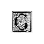 モノグラムヴィンテージフローラデザインイニシャル文字G ラバースタンプ (インプリント)