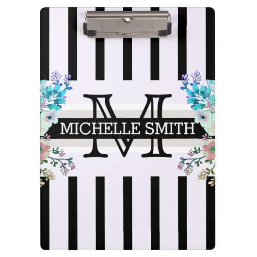 モノグラムヴィンテージフローラブラックストライプ クリップボード (正面)