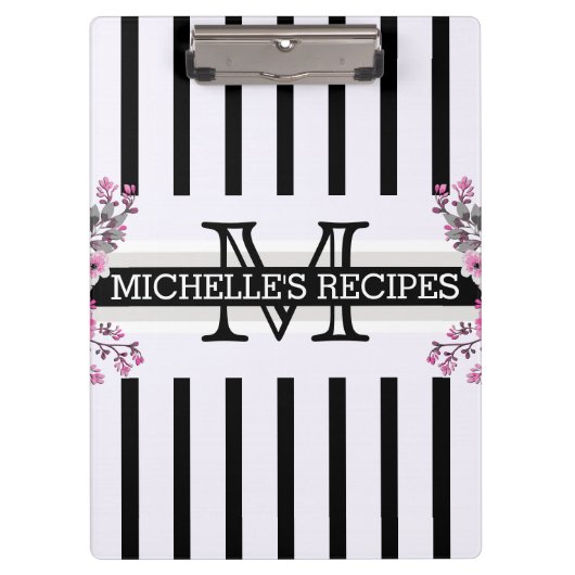 モノグラムヴィンテージフローラブラックストライプ クリップボード (正面)