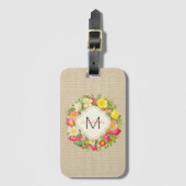 モノグラムヴィンテージフローラリースリネンラゲージタグ ラゲッジタグ (正面縦)