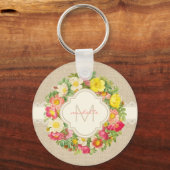 モノグラムヴィンテージフローラリースリネンレースキーチェーン キーホルダー (正面)