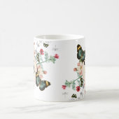 モノグラムヴィンテージフローラ植物学ホワイトカスタム コーヒーマグカップ (中央)