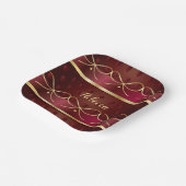 モノグラムヴィンテージブルガンディカラーデコールラグジュアリー ペーパープレート (傾斜あり)