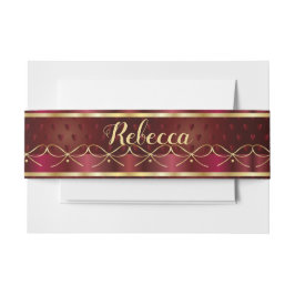 モノグラムヴィンテージブルガンディカラーデコールラグジュアリー 招待状ベリーバンド