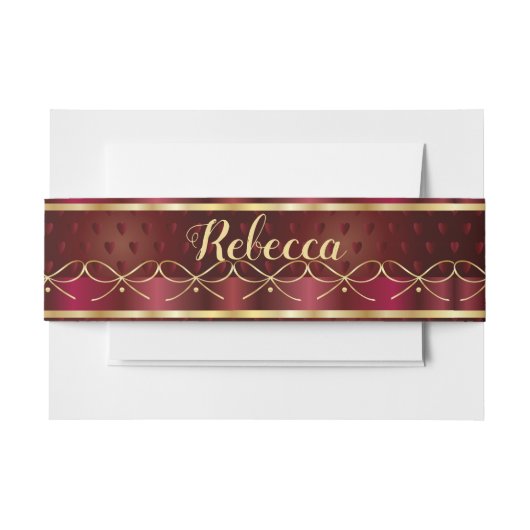 モノグラムヴィンテージブルガンディカラーデコールラグジュアリー 招待状ベリーバンド (正面例)