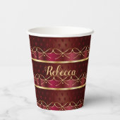 モノグラムヴィンテージブルガンディカラーラグジュアリー金ゴールド 紙コップ (裏面)