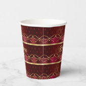 モノグラムヴィンテージブルガンディカラーラグジュアリー金ゴールド 紙コップ (右)