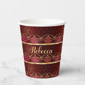 モノグラムヴィンテージブルガンディカラーラグジュアリー金ゴールド 紙コップ (正面)