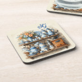 モノグラムヴィンテージブルーキッチン コースター (左側)