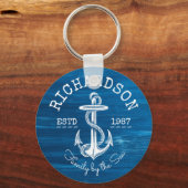 モノグラムヴィンテージホワイトいかりブ絵を描ルーウッド キーホルダー (正面)