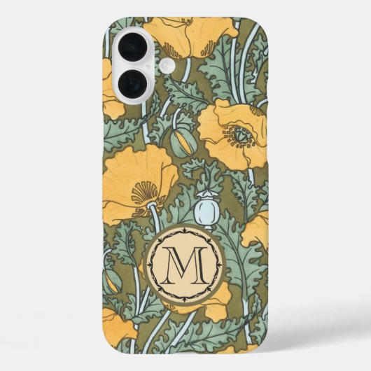 モノグラムヴィンテージポピー黄色フローラルパターン Case-Mate iPhoneケース (裏面)