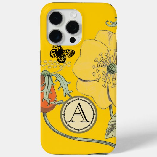 モノグラムヴィンテージモダンポピー花iphone Case-Mate iPhoneケース (裏面)