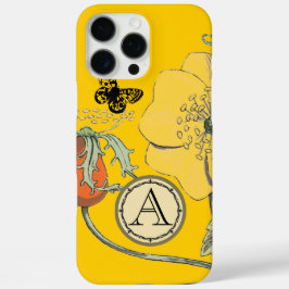 モノグラムヴィンテージモダンポピー花iphone iPhone 16 pro maxケース