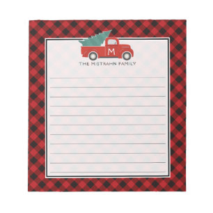 モノグラムヴィンテージレッドトラックとツリーバッファロープライド ノートパッド