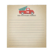 モノグラムヴィンテージレッドトラックオンクラフト紙 ノートパッド (正面)