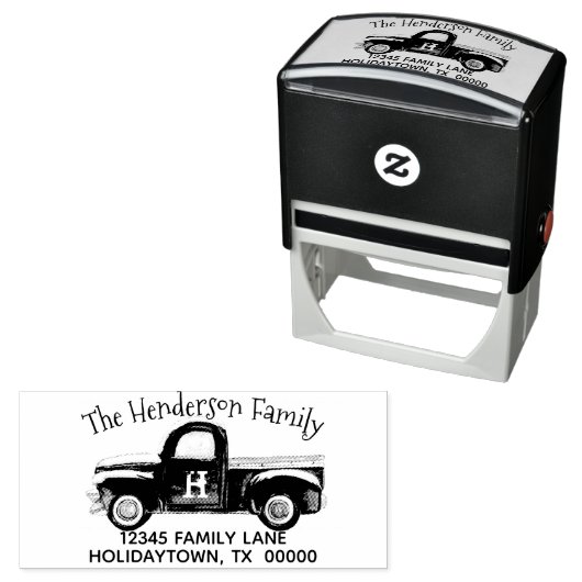 モノグラムヴィンテージレッドトラック差出人住所 セルフインキングスタンプ (インサイチュ)