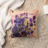 モノグラムヴィンテージレトロワイルドフラワーブルーフローラ名 クッション (ブランケット)
