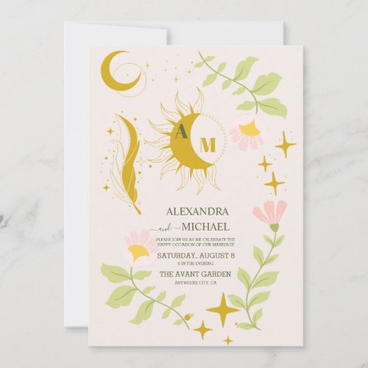 モノグラムヴィンテージ天結婚植物学 招待状 (正面)